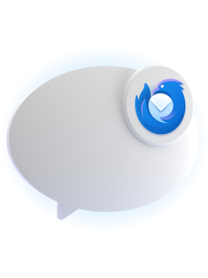 A speech bubble with the Thunderbird logo.